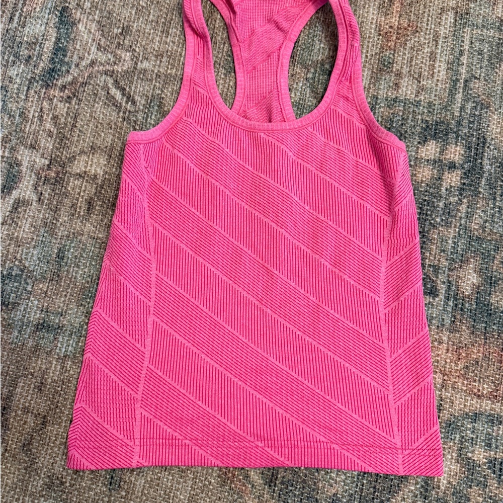 Lululemon Athletica Pink Diagonal Stripe Tank